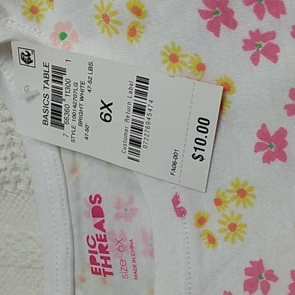 Epic Threads Girl t-shirt in white with pink and yellow flowers size 6X - Picture 4 of 5